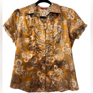 Dorothée Bis Women’s Paisley Print Ruffle Blouse Size L